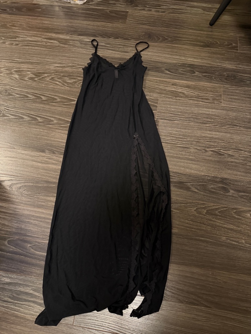 Urban Outfitters Black Lace-Trim Maxi Slip Dress